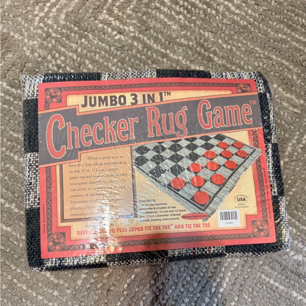 Jumbo 3-in-1 Checker Rug Game